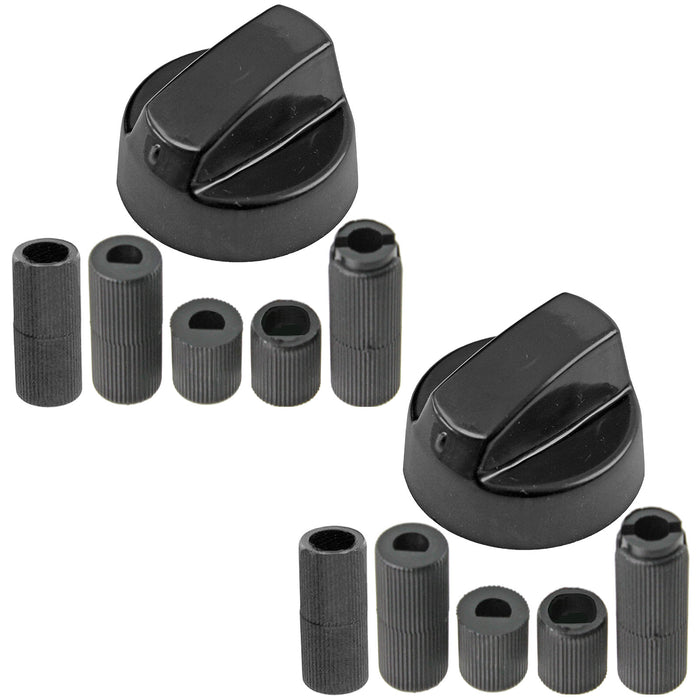 UNIVERSAL Black CONTROL KNOB & ADAPTORS for CANNON Cooker Oven Hob x 2