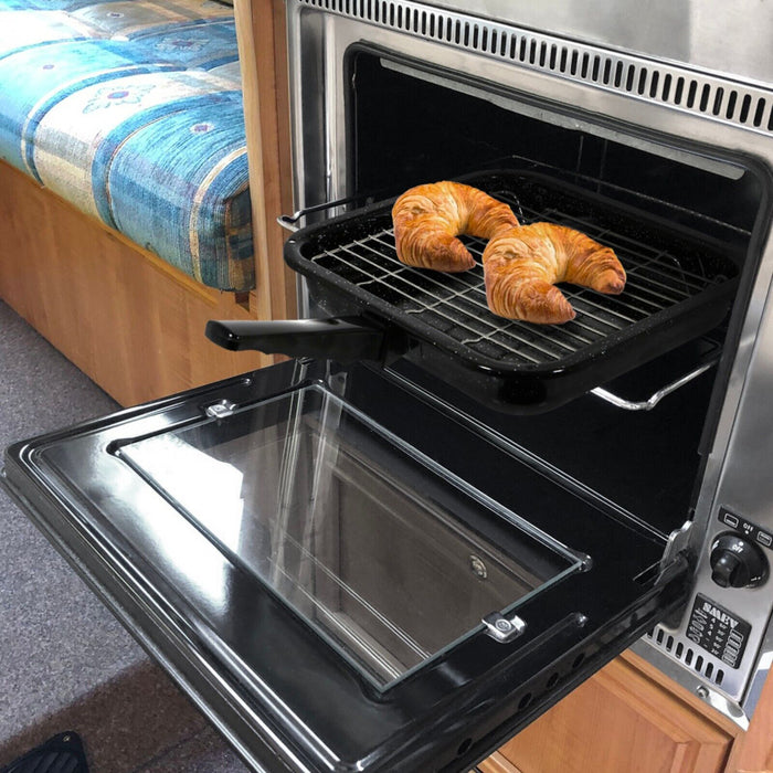 Small Square Grill Pan, Rack & Detachable Handle for Bompani + Spinflo Non-Stick (Black, 285 mm x 275 mm)