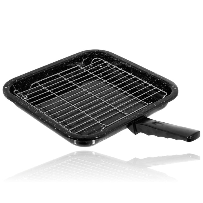 Small Square Grill Pan, Rack & Detachable Handle for SMEG Non-Stick (Black, 285 mm x 275 mm)