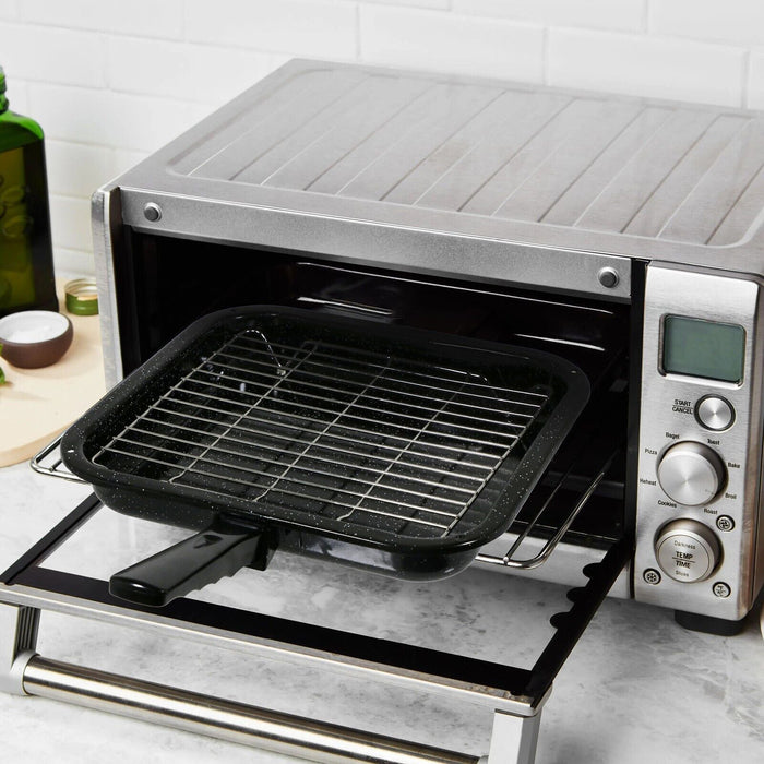 Small Square Grill Pan, Rack & Detachable Handle for Hotpoint Non-Stick (Black, 285 mm x 275 mm)