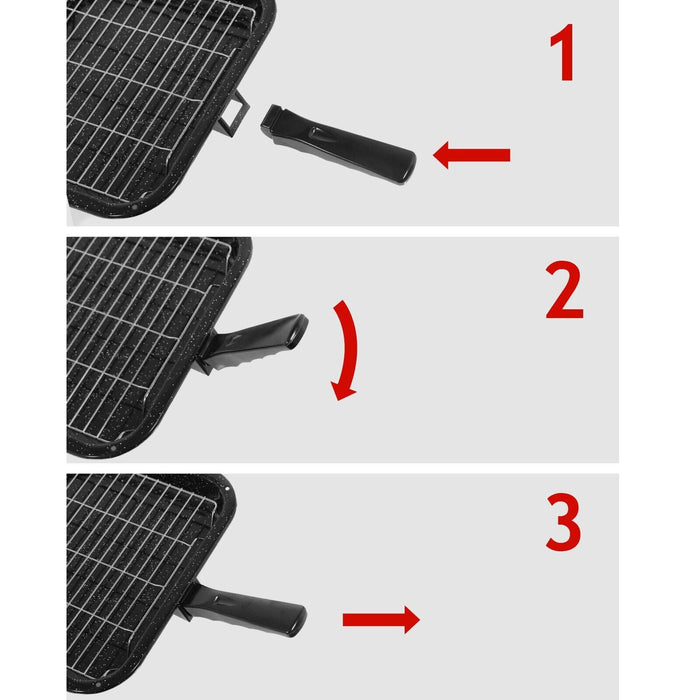 Small Square Grill Pan, Rack & Detachable Handle for Stoves Non-Stick (Black, 285 mm x 275 mm)