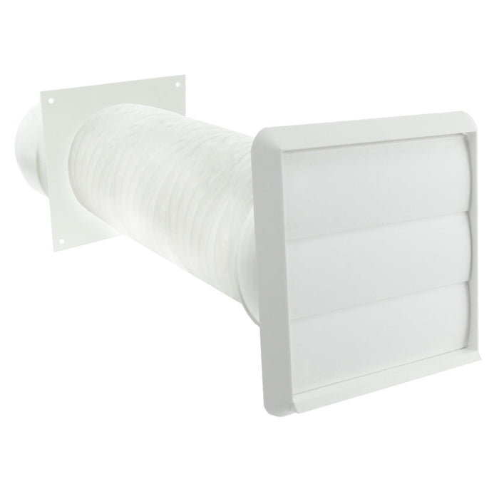 Universal Cooker Hood External Kitchen Fan Wall Vent Cover Kit (White, 4" / 102mm)