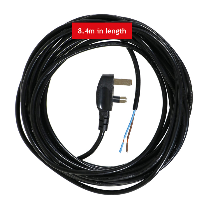 Power Cable for B&Q Lawnmower & Garden Strimmer Mains Power Lead (UK Plug, Black, 8.4m)