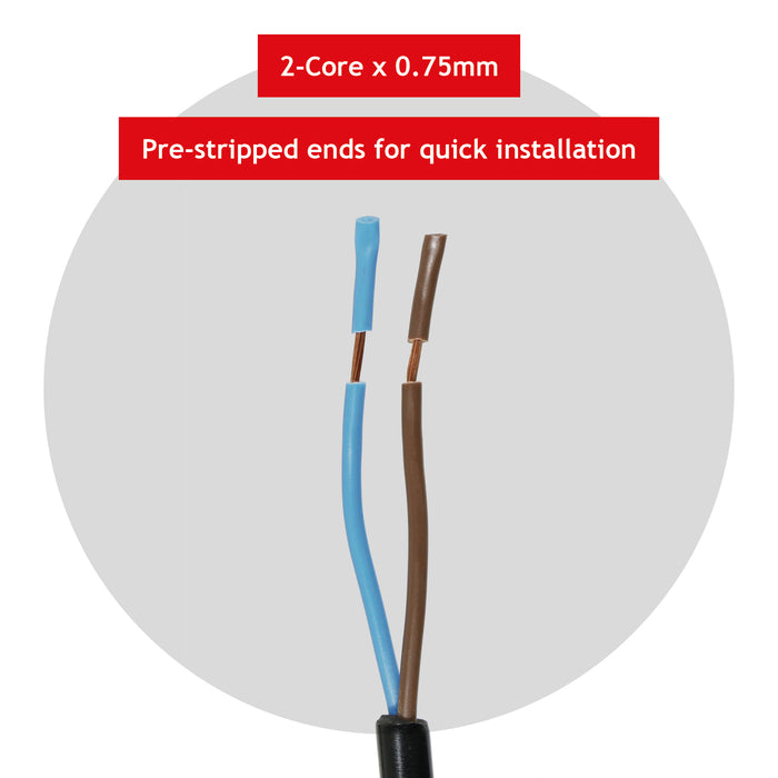 Power Cable for Sander Mains Power Lead (UK Plug, Black, 8.4m)