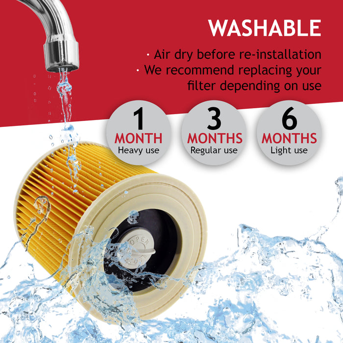 Vacuum Cleaner Dust Bags + Filter Cartridge compatible with Karcher WD3 WD3P MV3 Wet & Dry (Pack of 10 + Fresheners)