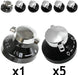 DIPLOMAT Gas Hob Oven Cooker Control Knobs Genuine (Black / Silver, Pack of 6)