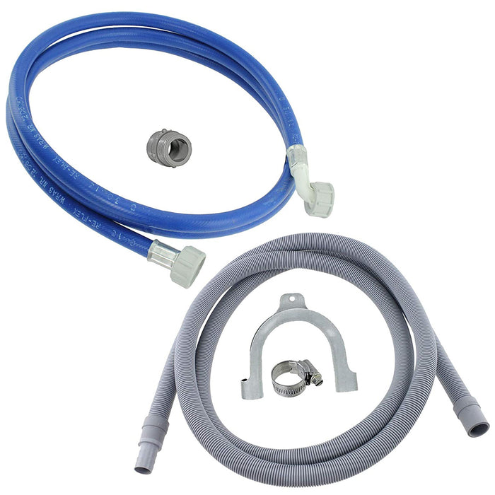 Water Fill Pipe & Drain Hose Extension Kit for Daewoo Washing Machine Dishwasher (2.5m, 18mm / 22mm)
