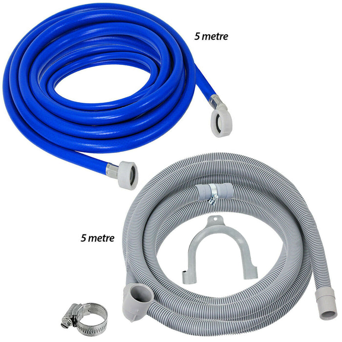 Fill Hose + Drain Hose Extension Set for BRANDT CATA CDA Washing Machine & Dishwasher 5m + 5m