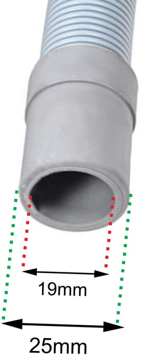 Universal Drain Hose with Right Angle End for Washing Machines & Dishwashers (2.5m, 19mm / 21mm)