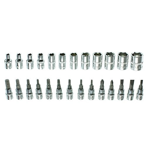 Mechanics Stubby Ratchet, Sockets & Bit Tool Kit 27 Piece.