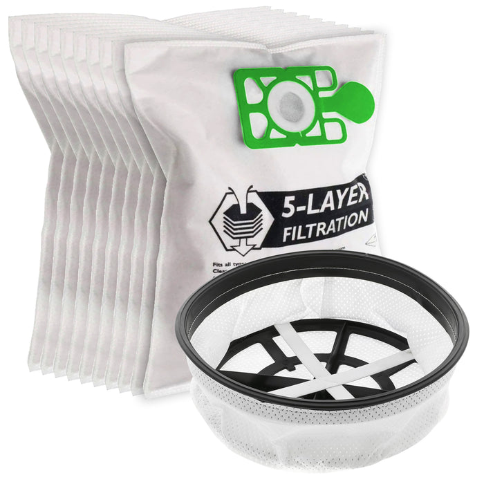 Dust Bags + Cloth Filter 12" for Numatic Henry Hetty Vacuum (10 bags + 1 filter)