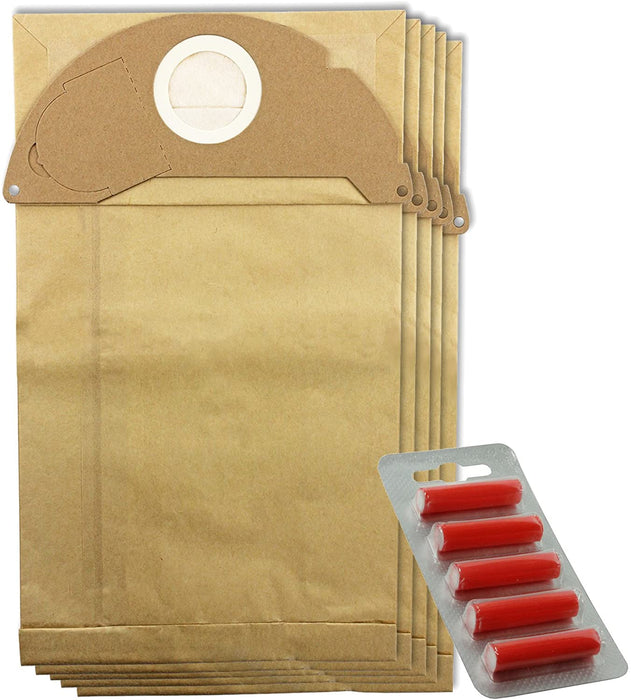 Strong Dust Bags for Karcher WD2200 WD2240 Vacuum Cleaners (Pack of 5 + Fresheners)