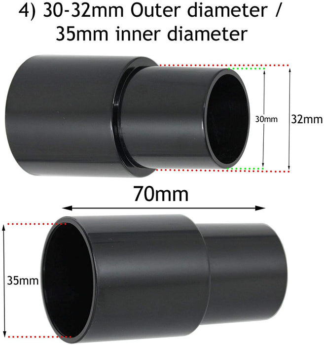 Sander Planer Dust Extractor Power Tool Adapters for TITAN Vacuum Cleaners (Pack of 6, 26mm 30mm 32mm 35mm 38mm)