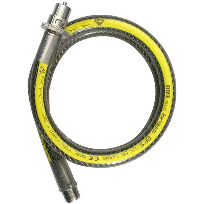UNIVERSAL Oven Cooker Gas Supply Hose Pipe + Safety Chain (3ft 1/2 inch, Straight Bayonet, BS EN14800 CE)
