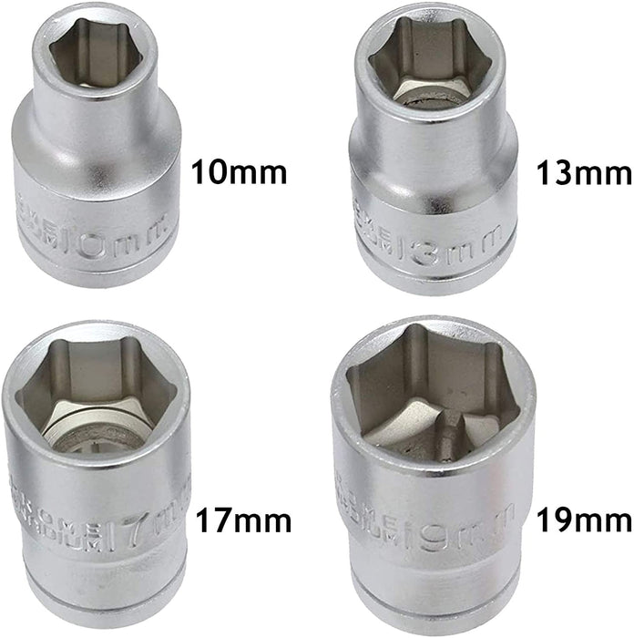 1/2'' Drive Socket Set 10mm 13mm 17mm 19mm Heavy Duty Vehicle Car Wheel Nut