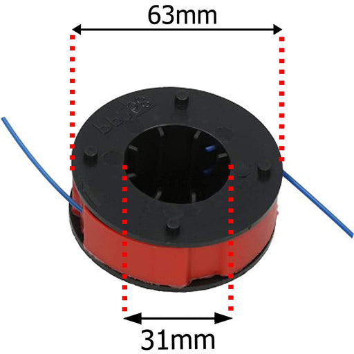 Line & Spool 8m for MAC ALLISTER MGT300 Strimmer Trimmer (Pack of 2)