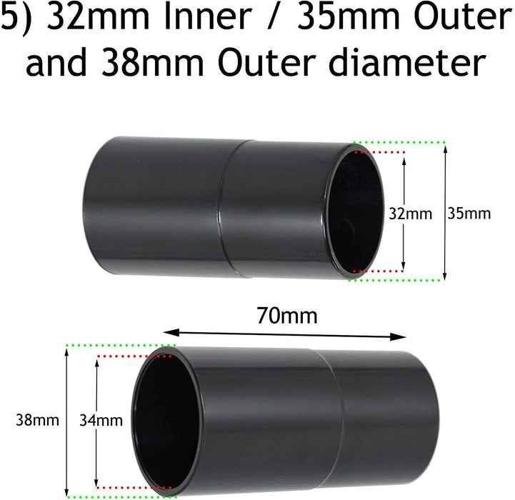 UNIVERSAL Sander Planer Dust Extractor Power Tool Adapters for Vacuum Cleaners (Pack of 6, 26mm 30mm 32mm 35mm 38mm)