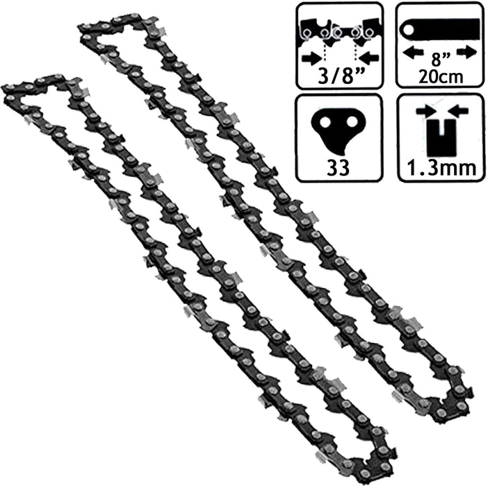 Chain 8" Bar for GREENWORKS 20102 20157 20157BA 20192 20212 20302 20352 Pole Saw x 2