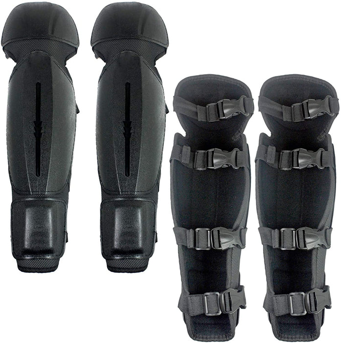Knee & Shin Guards for Grass Brushcutter / Rotavator (One Size, Black, 2 Pairs)
