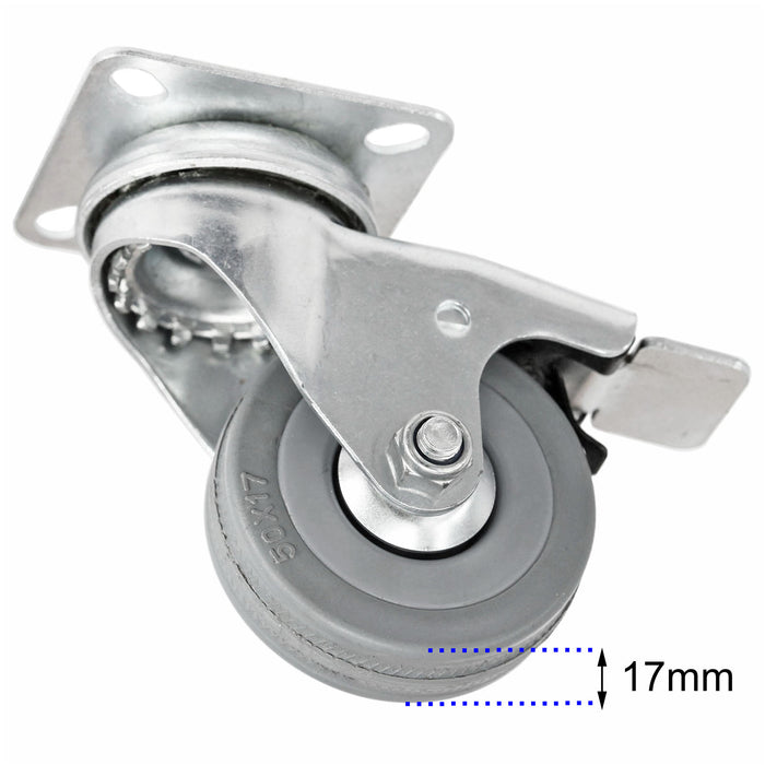 50mm Castor Wheels Trolley Furniture Swivel Caster Small Heavy Duty Braked x 20