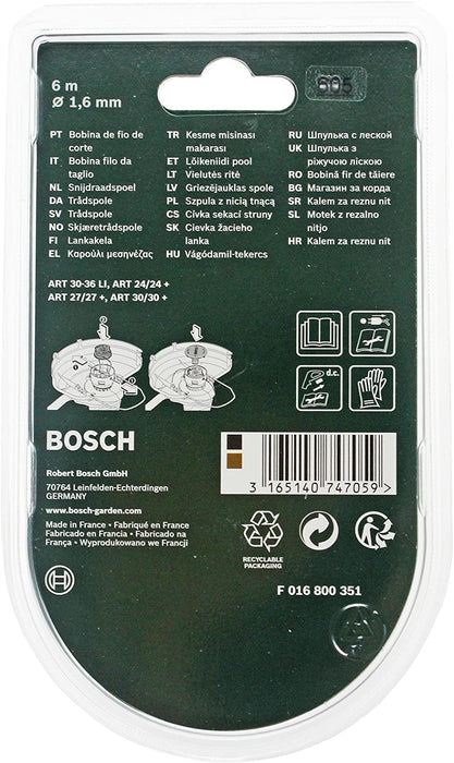 Bosch ART 24 27 30 30-36 LI Genuine Strimmer Trimmer Cutting Line Spool Feed 12m 1.6mm - F016800351