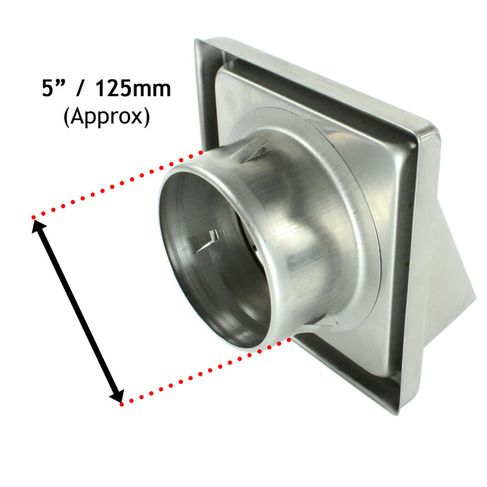 Stainless Steel External Wall Air Vent Non Return Flap Outlet (5" / 125mm)