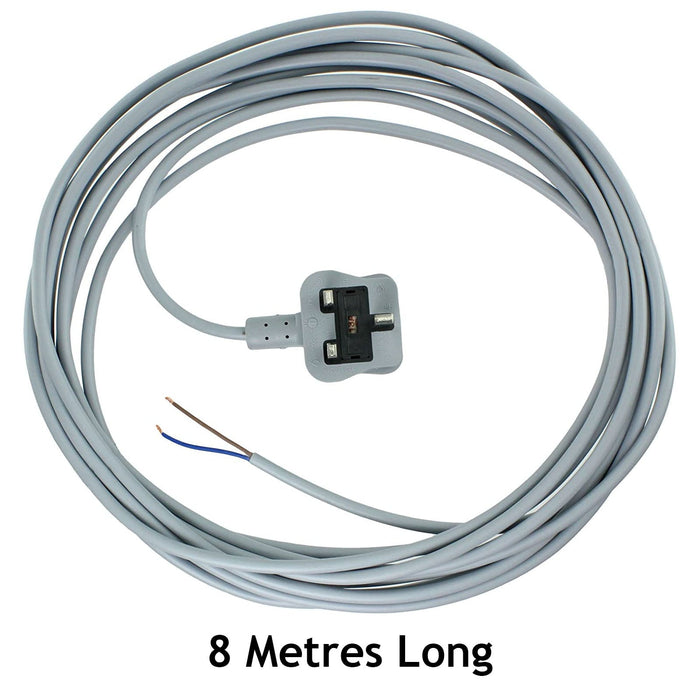 Mains Cable for ZANUSSI Vacuum Cleaner Hoover Lead Grey 8M Replacement