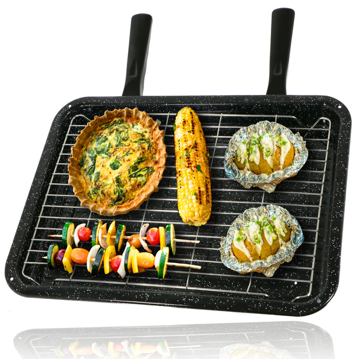 Large Grill Pan, Rack & Dual Detachable Handles for HOTPOINT Oven Cookers