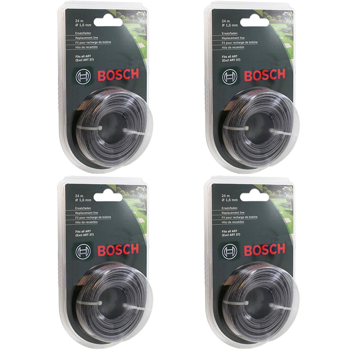 Genuine BOSCH ART 24 27 30 36 Li Spool Feed Strimmer Line (24m / 1.65mm) F016800462 (Pack of 4)