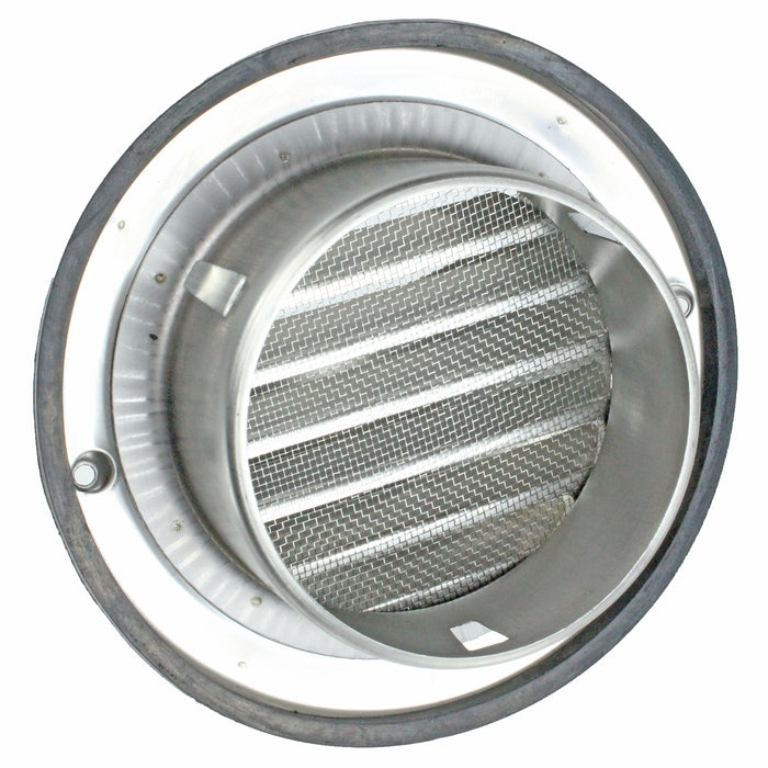 Stainless Steel Round Bull Nosed External Extractor Wall Vent Outlet with Insect Mesh Grille (4" / 100mm)