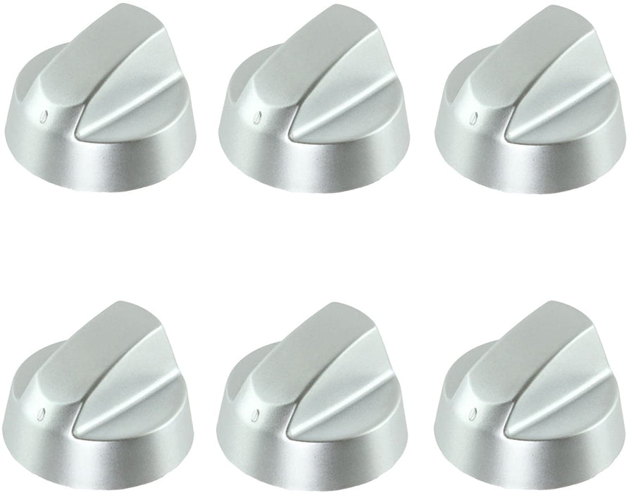 Control Knob Dial & Adaptors for ZANUSSI Oven / Cooker (Silver, Pack of 6)