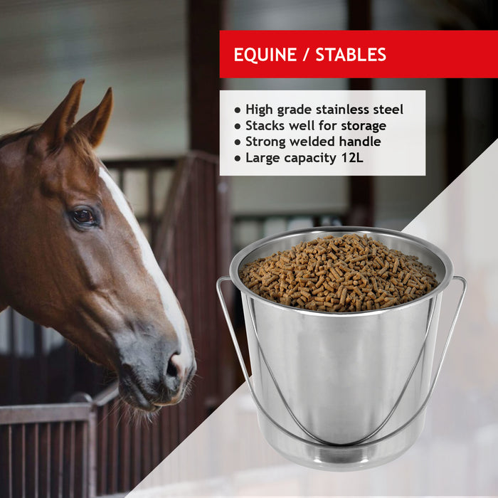 12 Litre Stainless Steel Heavy Duty Garage Spillage Fire Bucket