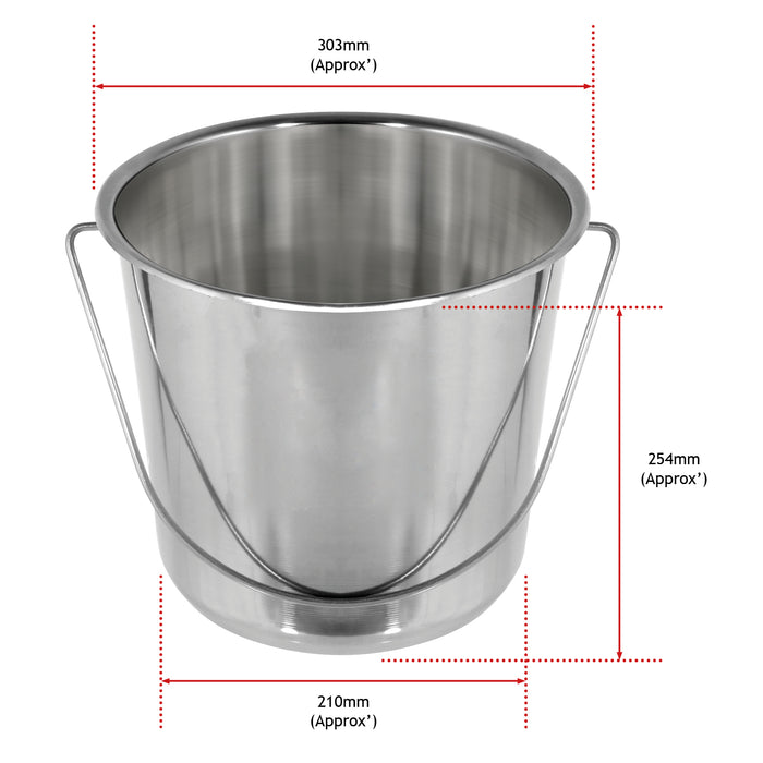 12 Litre Stainless Steel Heavy Duty Garage Spillage Fire Bucket