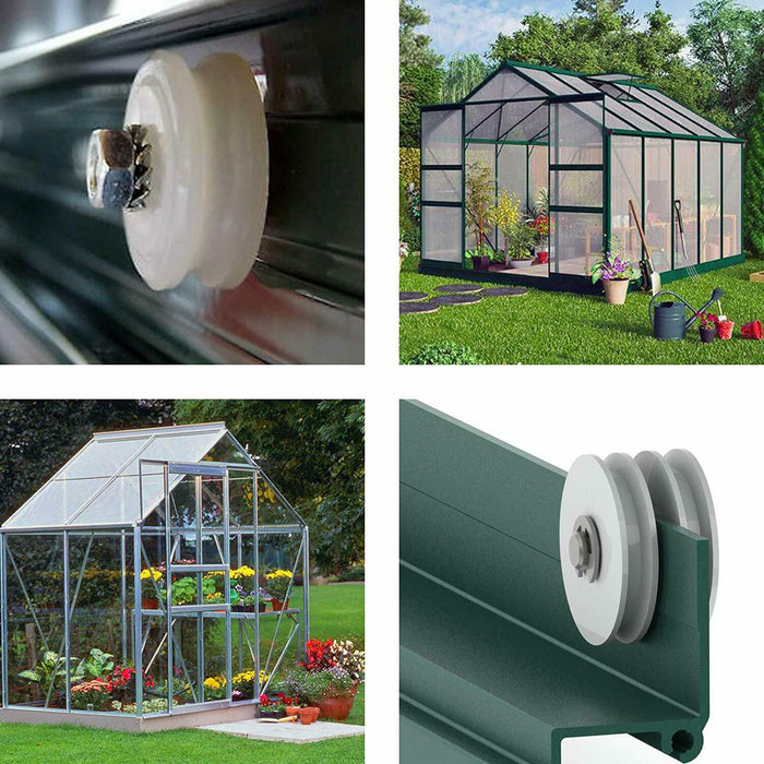 Greenhouse Sliding Door Wheel Roller Repair Kit 22mm Nylon Wheels x 2