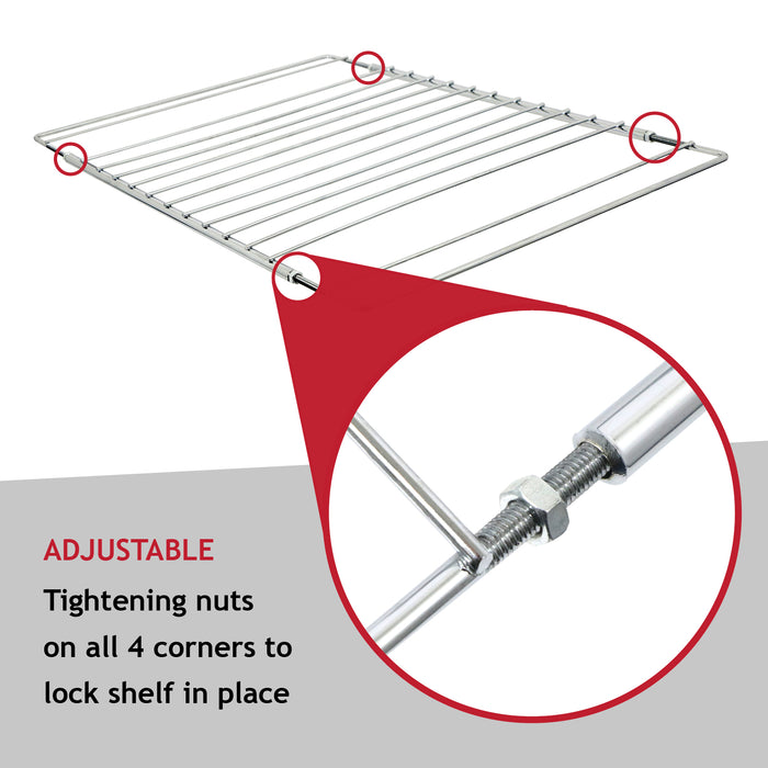 Adjustable Oven Shelf Universal Extendable Locking BBQ Grill Chrome