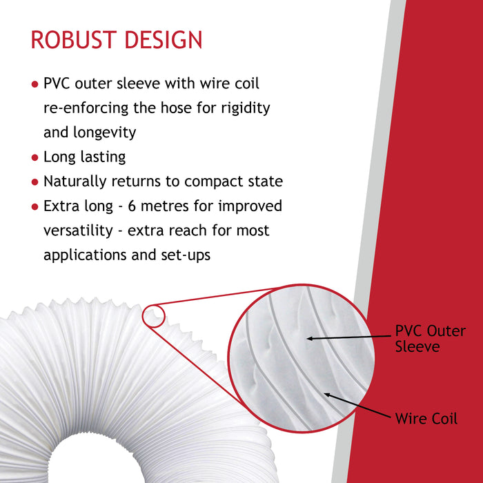 Extra Long Vent Hose & Screw Clips Kit for Swan Tumble Dryer (6 Metre, 100mm Diameter)