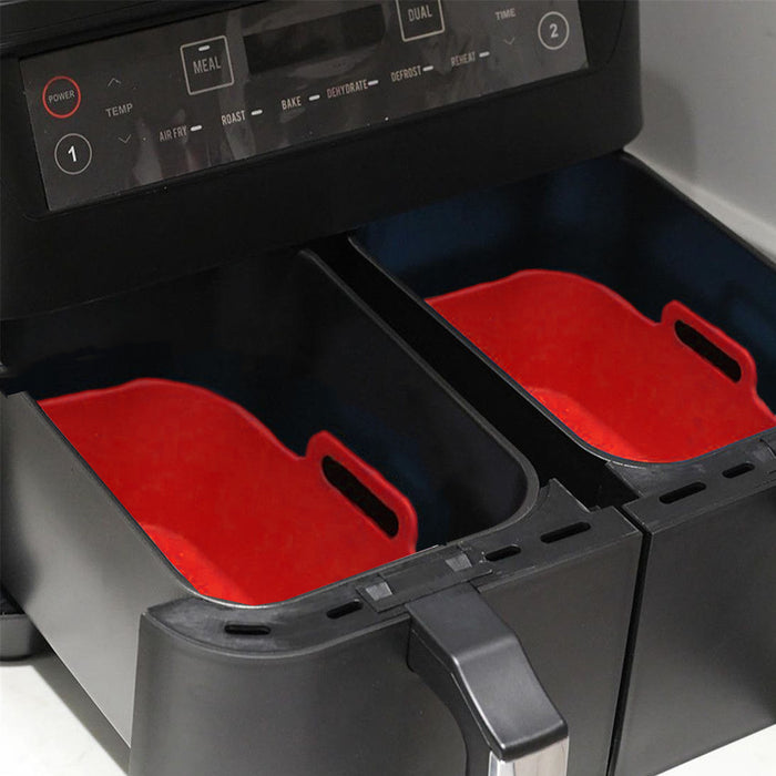 Air Fryer Basket Liner Dual Drawer Pot Silcone Mat Rectangular Handles