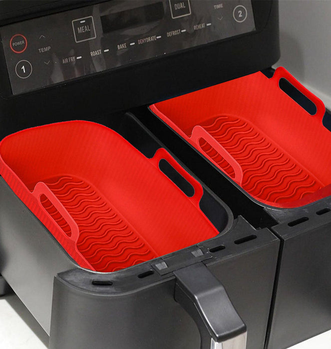 Air Fryer Basket Liner Dual Drawer Pot Silcone Mat Rectangular Handles x 2
