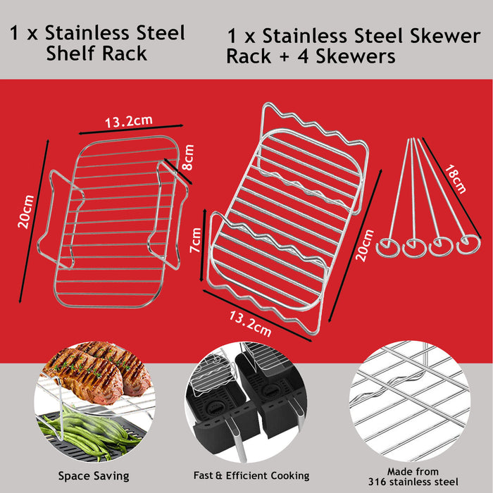 Racks for Ninja Air Fryer Foodi AF300 AF400 AF451 Double Basket Grill Shelf Skewer x 2