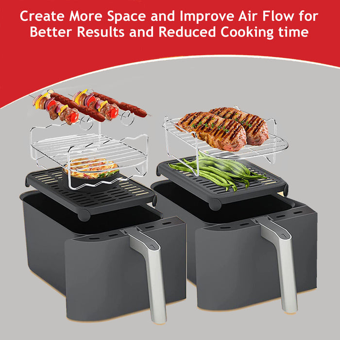 Racks for Ninja Air Fryer Foodi AF300 AF400 AF451 Double Basket Grill Shelf Skewer x 2