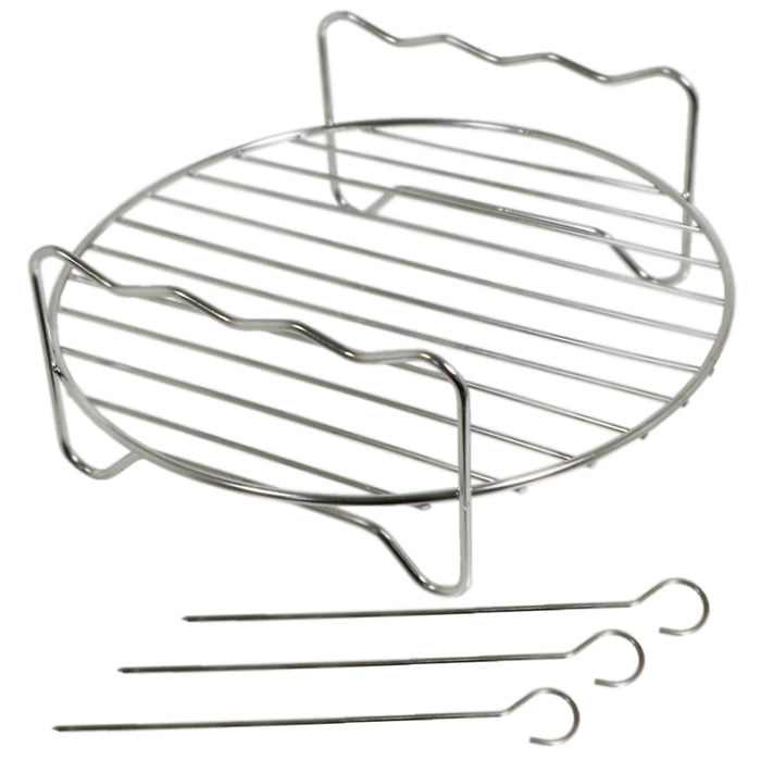 Air Fryer Round Shelf Rack Multi Cooker 17.8cm 7" Stainless Steel + 3 Skewers