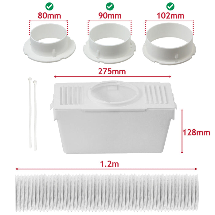 Vent Hose Condenser Kit with 3 x Adaptors for Hotpoint Tumble Dryer (1.2m)
