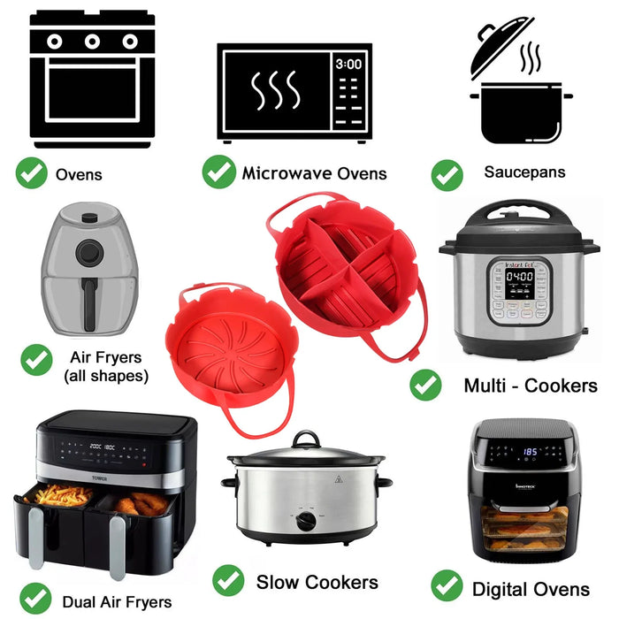 Basket Liner for BLAUPUNKT Rapid Air Fryer 3L 4.5L AFD501 AFD601 Silicone Set Red