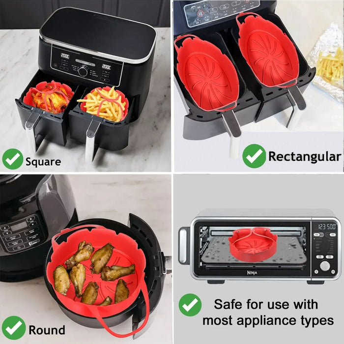 Basket Liner for BLAUPUNKT Rapid Air Fryer 3L 4.5L AFD501 AFD601 Silicone Set Red