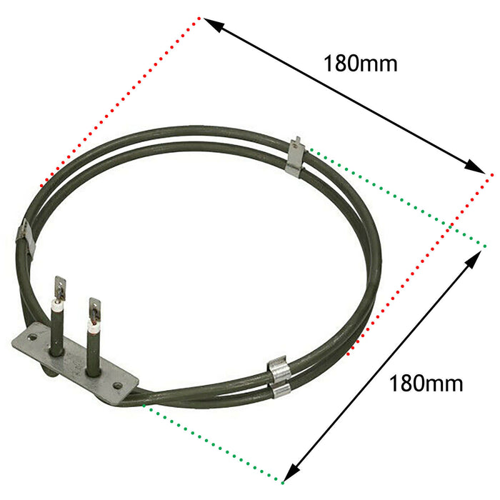 2 Turn Heater Element for Zanussi Fan Oven Cooker (1900w, 230V)