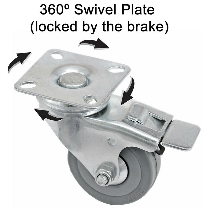 50mm Castor Wheels Trolley Furniture Swivel Caster Small Heavy Duty Braked x 20