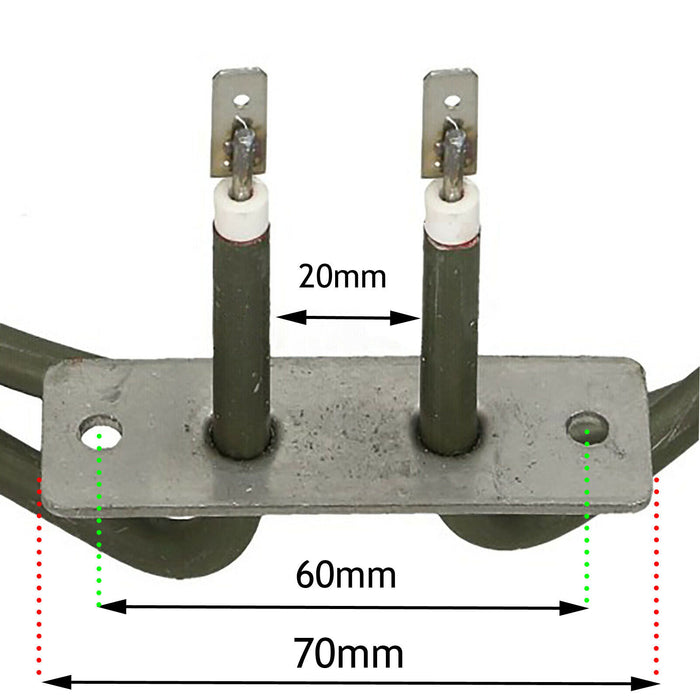 2 Turn Heater Element for Zanussi Fan Oven Cooker (1900w, 230V)