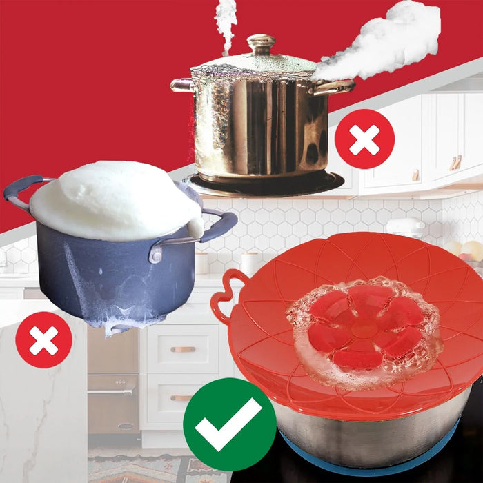 Pan Lid Spill Stopper Silicone Pot Steamer Saucepan Anti Boiling Overflow Protector Covers (Pack of 2)