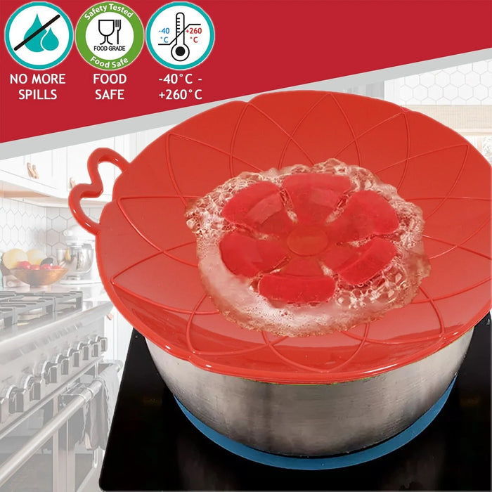 Pan Lid Spill Stopper Silicone Pot Steamer Saucepan Anti Boiling Overflow Protector Covers (Pack of 2)
