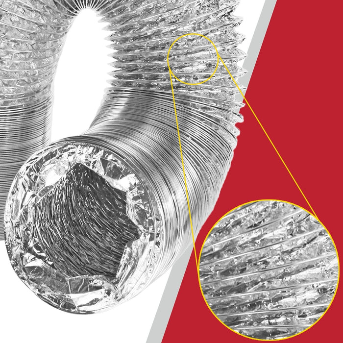 Universal Tumble Dryer Aluminium Duct Vent Hose + 2 x Pipe Clips (4" / 100mm x 5 Metres)